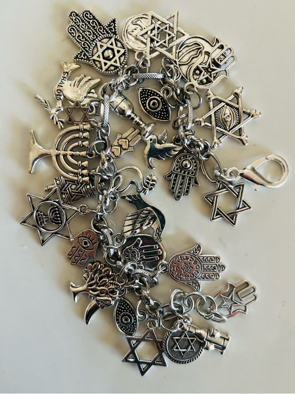 Charm Bracelet Jewish Hebrew Faith Charm Bracelet Silver Alloy